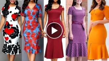 Top Class Plus Size American Fashion Style Printed Cotton Mermaid Bodycon Dresses 2021